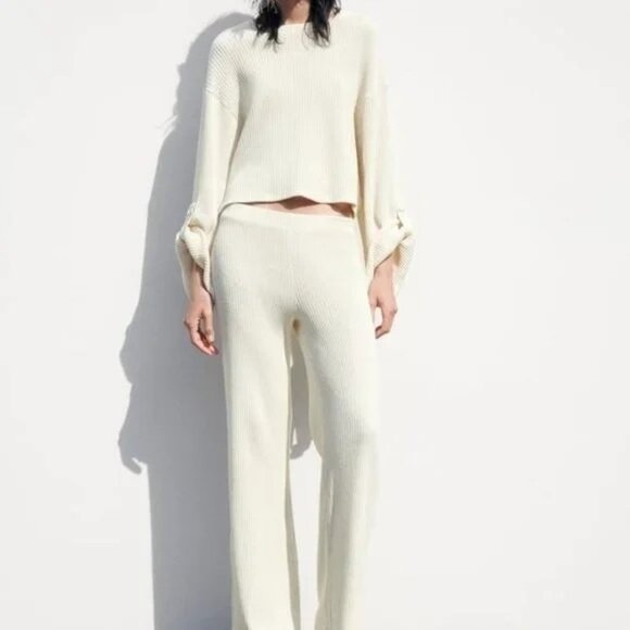 Zara Pants - Zara Ivory Ribbed Knit Set